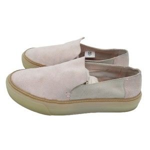 Toms Womens Size 6.5 Slip On Skate Shoes Pink Suede Gum Soles Low Top Flats